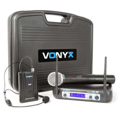Vonyx WM512C, 2 csatornás VHF adó rendszer, övre tehető adó, kijelző