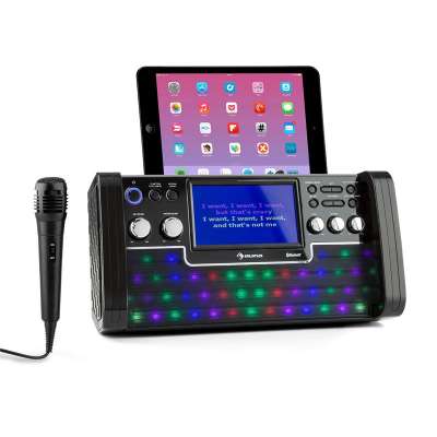 Auna DiscoFever bluetooth karaoke rendszer, LED 7'' TFT kijelző, CD, USB, fekete