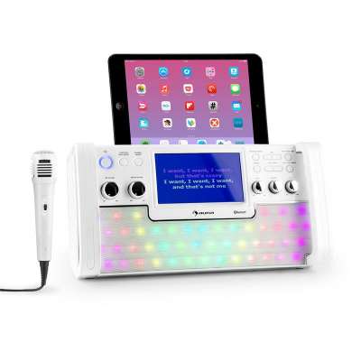 Auna DiscoFever, fehér, bluetooth karaoke rendszer, LED, 7