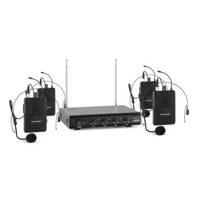 Auna Pro VHF-4-HS 4-csatornás VHF mikrofon készlet, 4x headset, 50m
