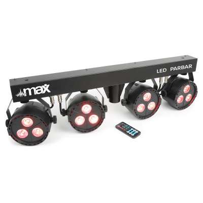 MAX LED PAR-bar-set 4-utas kit, 3x 4 az 1-ben LED RGBW, T-bar és állvány mellékelve