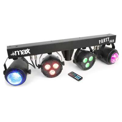 MAX LED-Partybar 2xPAR-RGBW-LEDS + RGBW-jellyball, állvánnyal és IR távirányítóval