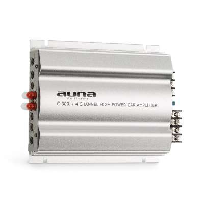 Auna C300.4, négycsatornás erősítő, végerősítő autóba, 1200W PMPO, 300W RMS, ezüst