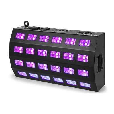 Beamz BUV463, LED UV stroboszkóp, 24x3W, DMX/Standalone, 7 DMX-csatorna, 85W, fekete
