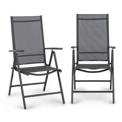 Blumfeldt Almeria garden chair, összecsukható szék, 2 darabos szett, 56,5 x 107 x 68 cm, comfortmesh, antracit
