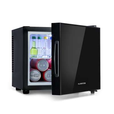 Klarstein Frosty, mini hűtőszekrény, 10 liter, A energiahatékonysági osztály, tükörüveg ajtó, fekete