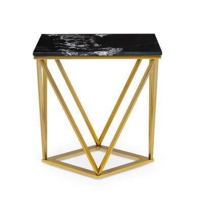 Besoa Black Onyx II, dohányzóasztal, 50 x 55 x 35 cm (SZ x M x M), márvány, arany/fekete