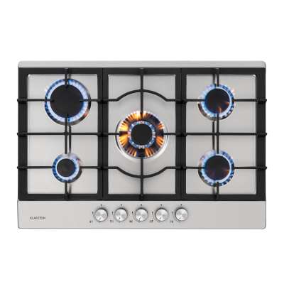 Klarstein Ignito 5, gázfőzőlap, 5 Sabaf égő, rozsdamentes acél, ezüst