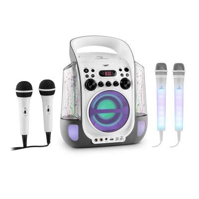 Auna Kara Liquida karaoke rendszer, szürke + Dazzl karaoke mikrofon készlet, LED megvilágítás