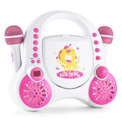 Auna Rockpocket-A WH gyerek karaoke rendszer, CD, AUX, 2 x mikrofon, tölthető akkumulátor, fehér