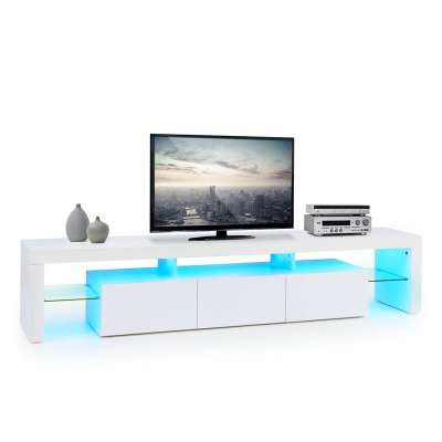 OneConcept Quentin Lowboard, TV asztal, fehér, LED világítás, színváltoztatás