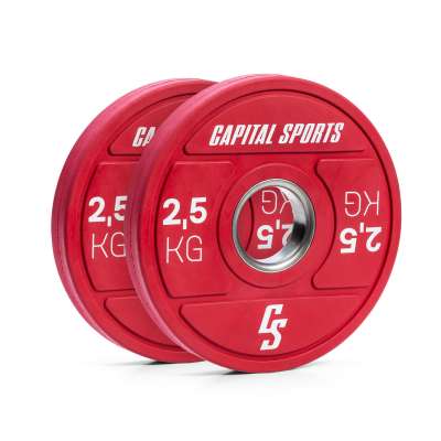 Capital Sports Nipton 2021, tárcsasúlyok, bumper plate, 2 x 2,5 kg, Ø 54 mm, edzett gumi