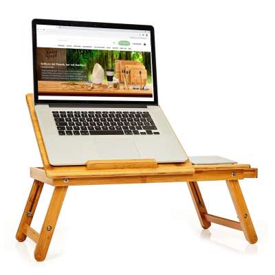 Blumfeldt Asztalka ágyba, összecsukható, laptop asztalka, állítható magasság, 54 x 21 - 29 x 35 cm (SZ x M x M), bambusz