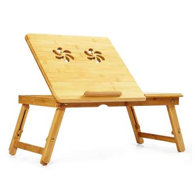 Blumfeldt Laptop tartó asztalka, szellőzőnyílásokkal, állítható magasság, 58 x 23 x 29 cm, bambusz