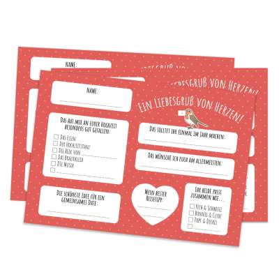 Spielehelden Esküvői képeslapok szívből jövő üdvözlettel 50 db. DIN A6 extra erős: 300g/m²