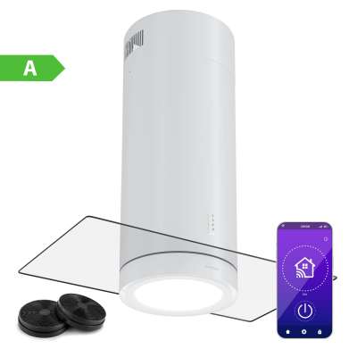 Klarstein Beretta Premium Smart, sziget páraelszívó, 544 m³/h, alkalmazás, elszívás/légkeringetés, LED, aktívszenes szűrő