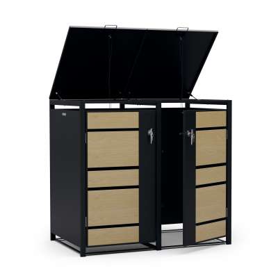 Blumfeldt BinSafe, szemétkosár tároló doboz, 2 szemétkosár, 240 l, zárható, időjárásálló horganyzott acél