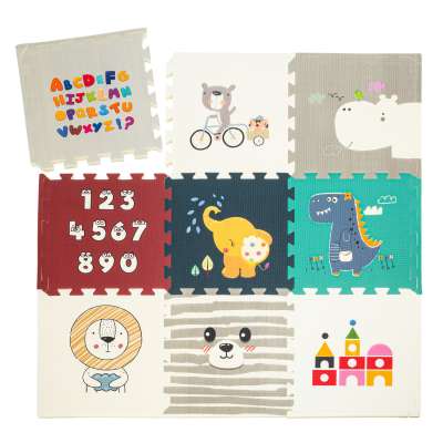 Babify Star Ibaby, Animals Baby Puzzle, szőnyeg - 1,5 cm vastag, csúszásmentes, extra nagy, kétoldalas, vízálló, hordozható, kisgyermekeknek és csecsemőknek (165 x 165 x 1,5 cm)