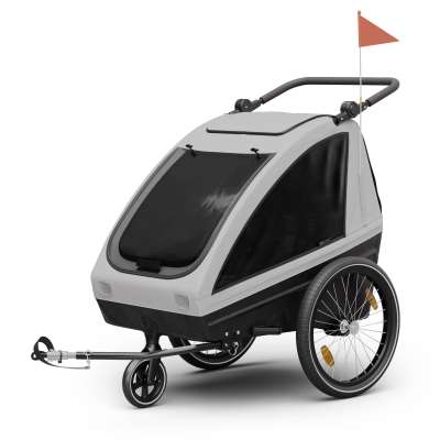 KLARFIT GoKiddo, kerékpár utánfutó, összecsukható, integrált fék, növekvő, 2 gyermek számára