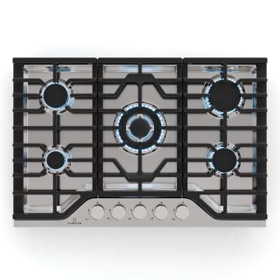 Klarstein Turbocast gáz főzőlap, 304 rozsdamentes acél, 5 égő, professzionális öntöttvas tartó, wok-égő