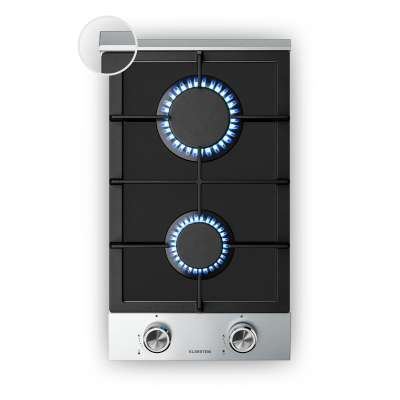 Klarstein Verosteel gázfőzőlap, 2 zónás, elektromos gyújtás, földgázzal és LPG-vel kompatibilis, 4200 W, 30cm