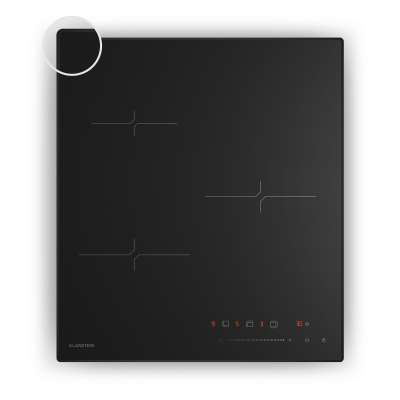 Klarstein Velaire indukciós főzőlap, elegáns, minimalista, kompakt, 3 főzőzóna, 5500 W, 45 cm