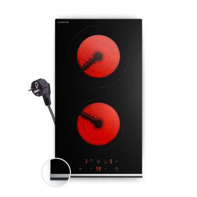 Klarstein Verosteel üvegkerámia főzőlap, Minimalista, nagy teljesítményű, 2 főzőzóna, 3000 W, 30 cm