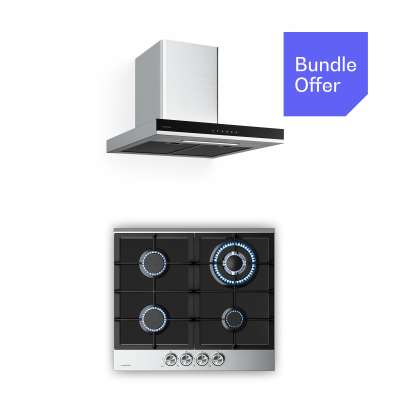 Klarstein Verosteel gázfőzőlap + Verosteel kéményelszívó | rozsdamentes acél | 60 cm