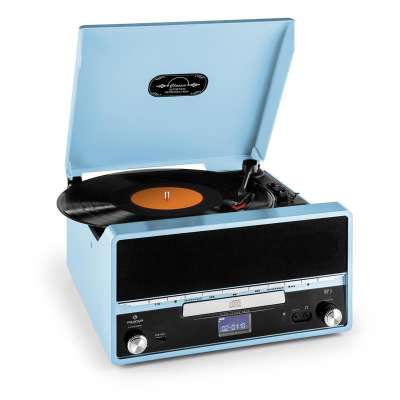 Auna RTT 1922, retro sztereó rendszer MP3 CD USB FM AUX felvételkészítés funkcióval, kék