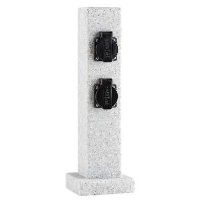 DURAMAXX Granite Power, kerti aljzat, oszlop elektromos aljzatokkal, 4-es, 3500 W, PE, kő hatás