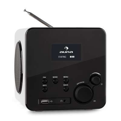 Auna Radio Gaga, internetrádió, WiFi/LAN, DAB/DAB+, FM, USB, AUX, fehér