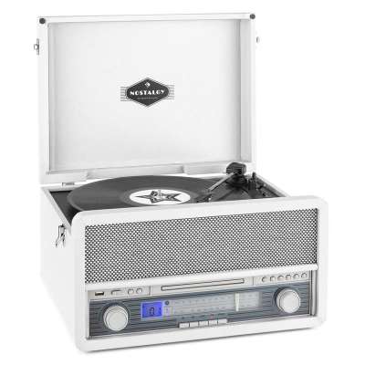 Auna Epoque 1907, retro audio rendszer, gramofon, kazetták, bluetooth, USB, CD, AUX