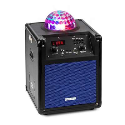 Ibiza Kube 60 hordozható bluetooth hangfal, USB, SD, AUX, FM, akkumulátor, kék