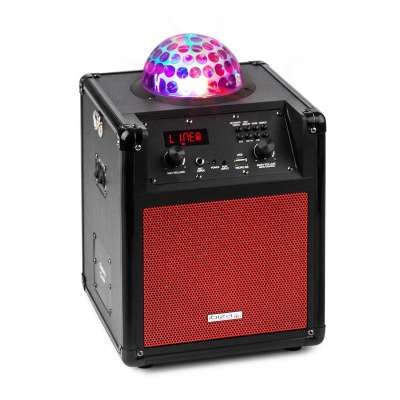 Ibiza Kube 60 hordozható bluetooth hangfal, USB, SD, AUX, FM, akkumulátor, piros