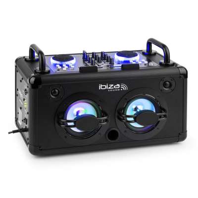 Ibiza Dance Party, mobil DJ audiorendszer, 200W, keverőpult, bluetooth, USB, MP3, AUX, LED