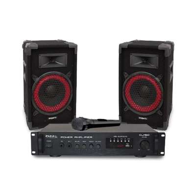 Ibiza DJ150, 150 W, audio diszkó készlet, 19“ PA erősítő, 2 x hangfal