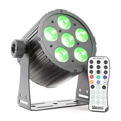 Beamz BAC406 ProPar, 6x18W 6-1 HEX, DMX, IR, fekete