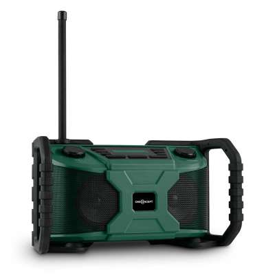 OneConcept Workside, zöld, outdoor hangfal rádióval, DAB+, FM, bluetooth, USB, elemekkel üzemeltethető