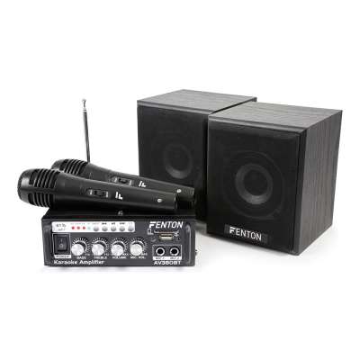 Fenton AV380BT karaoke szett erősítővel, USB, SD, BT, 2 x hangfal, 2 x mikrofon