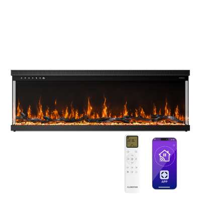 Klarstein EchoFlame Smart falra szerelhető elektromos kandalló | 127 cm | 1800 W | 2 fűtési üzemmód | 12 szín | Fekete