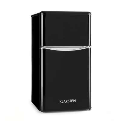 Klarstein Monroe Black, kombinált hűtőszekrény, 61/24 liter, F energiahatékonysági osztály, Retrolook, fekete