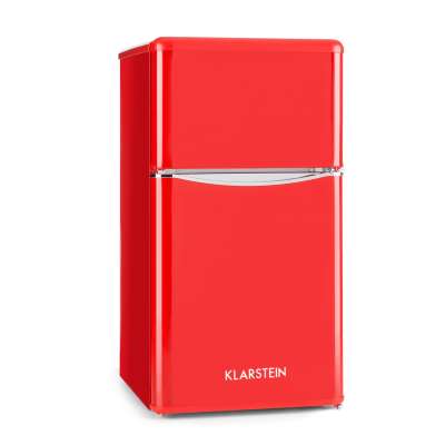 Klarstein Monroe Black, kombinált hűtőszekrény, 61/24 liter, F energiahatékonysági osztály, Retrolook, piros