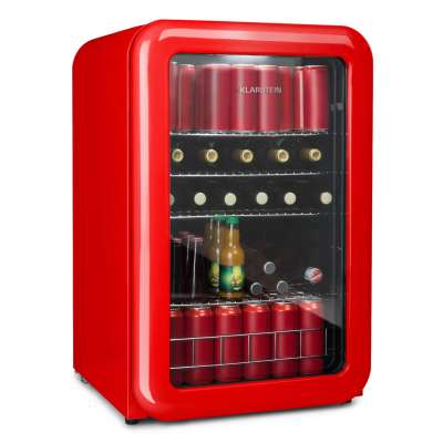 Klarstein PopLife, italhűtő, hűtőszekrény, 115 liter, 0 - 10°C, retró dizájn, piros