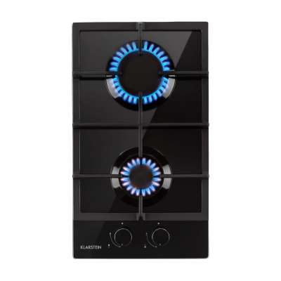 Klarstein Ignito Domino, gázfőzőlap, 2 Sabaf égő, üvegkerámia, fekete