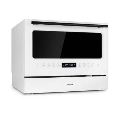 Klarstein Azuria, mosogatógép, 1380 W, 6,5L, 6 teríték, F energiahatékonysági osztály, elülső üveglap, fehér