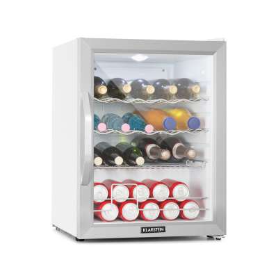 Klarstein Beersafe XL Crystal White, hűtőszekrény, D, 60 l, LED, üvegajtó, fehér/ezüst