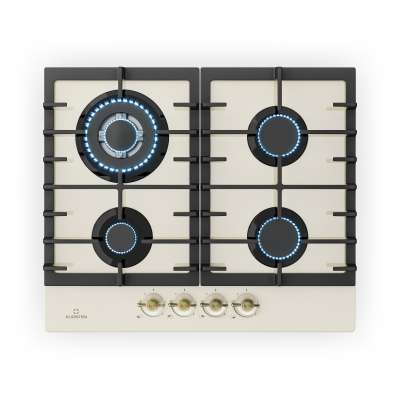 Klarstein Victoria 4, gázfőzőlap, 4 gázégő, üvegkerámia, elefántcsont