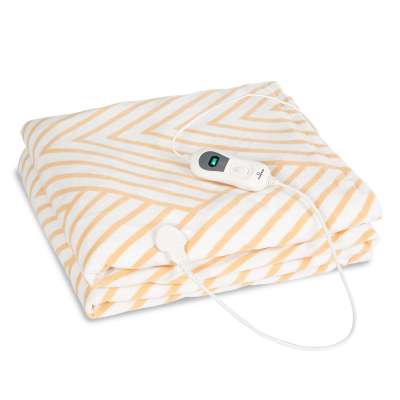 Klarstein Dr. Watson XXL, melegítő takaró, 120 W, 200 x 180 cm, coral fleece, bézs, csíkok