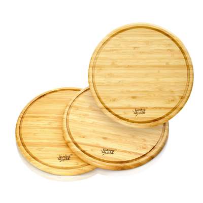 Klarstein 3 darabos bambusz reggeliző deszka készlet, 25 x 1,6 cm (Ø x M), egyszerű karbantartás