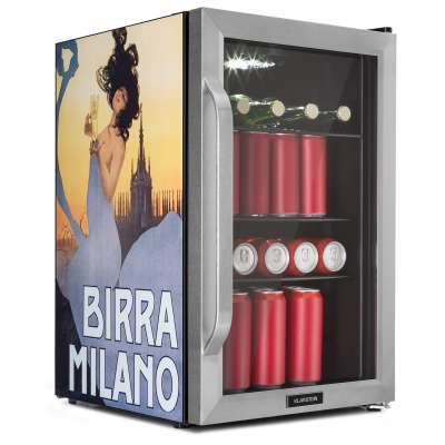 Klarstein Beersafe 70 Birra Milano Edition, hűtőszekrény, 70 liter, 3 polc, panoráma üvegajtó, rozsdamentes acél
